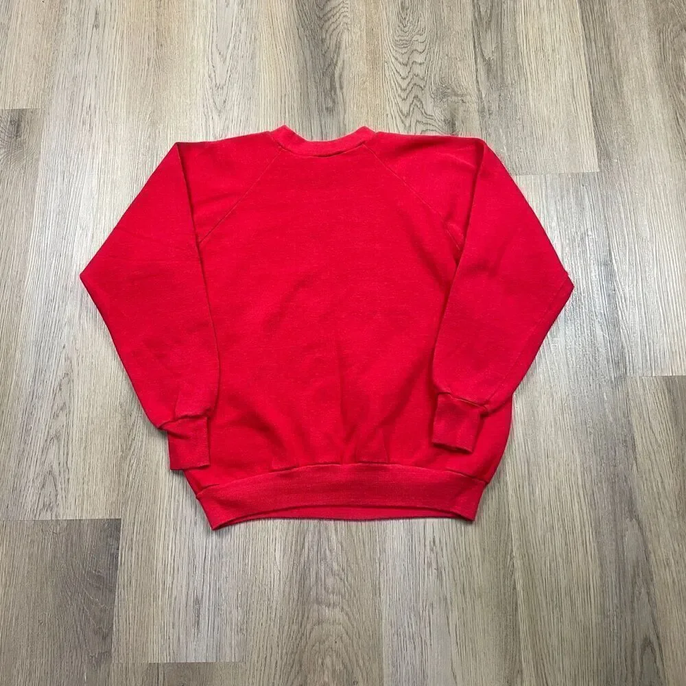 Vintage Sweatshirt Mens Large Red Apple Computers 80s Logo Fleece Crewneck
